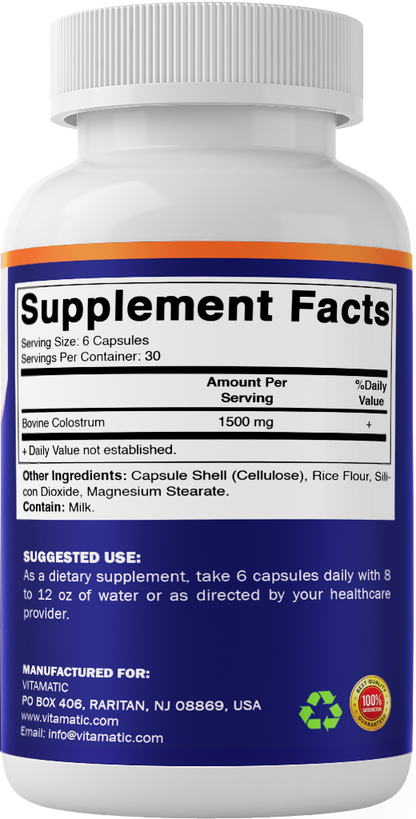 Bovine Colostrum 1500mg Per Serving, 180 Capsules