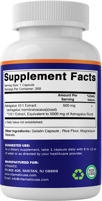 Astragalus 5000mg per serving - 200 Vegetarian Capsules