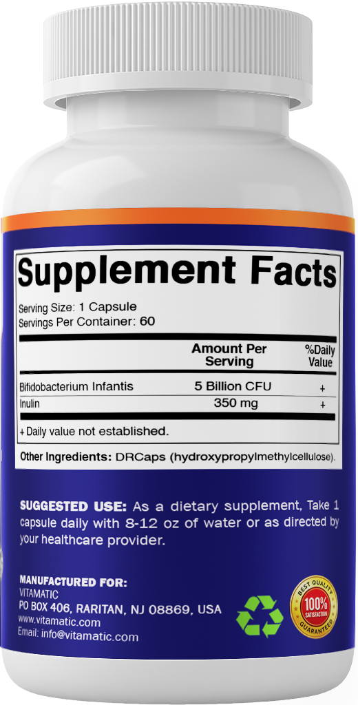 Bifidobacterium Infantis 5 Billion CFU, 60 Capsules