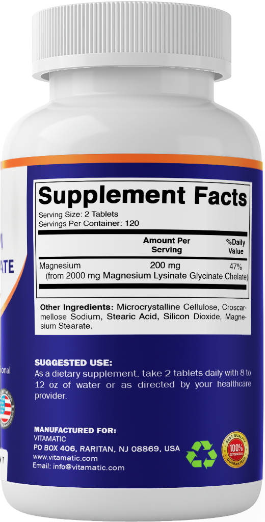 Magnesium Glycinate Lysinate 2000 mg per Serving, 240 Tablets