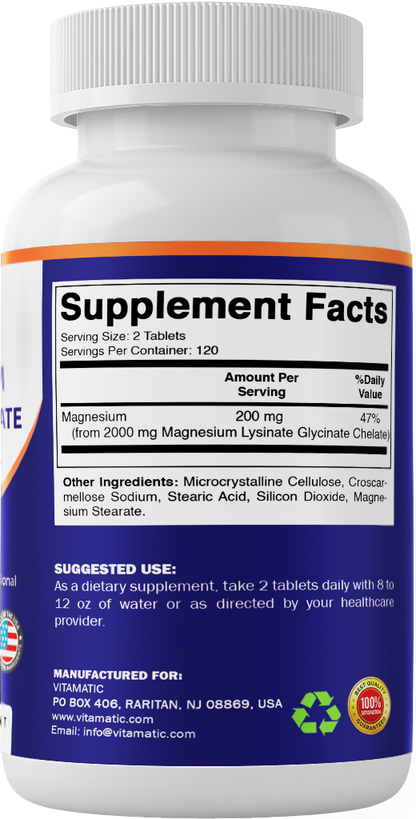 Magnesium Glycinate Lysinate 2000 mg per Serving, 240 Tablets