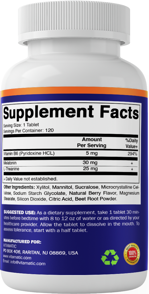 Melatonin 30 mg with L-Theanine & B6 Tablets