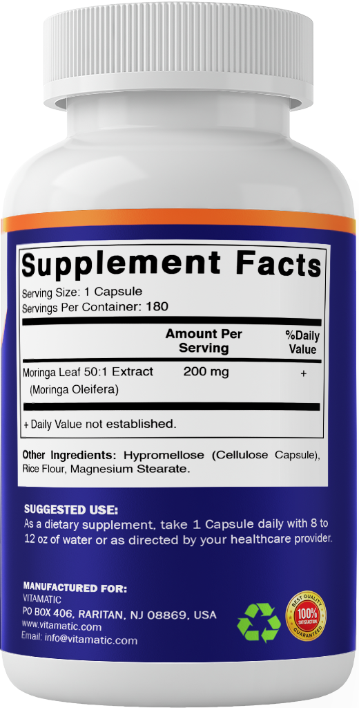 Moringa 10000mg Supplement, 180 Capsules