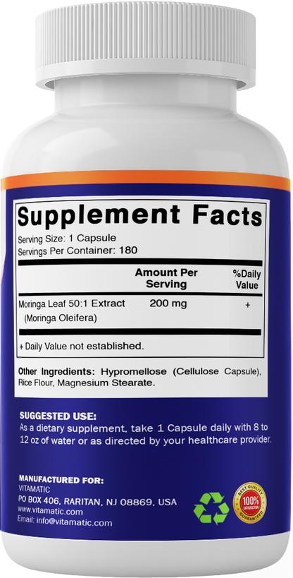 Moringa 10000mg Supplement, 180 Capsules