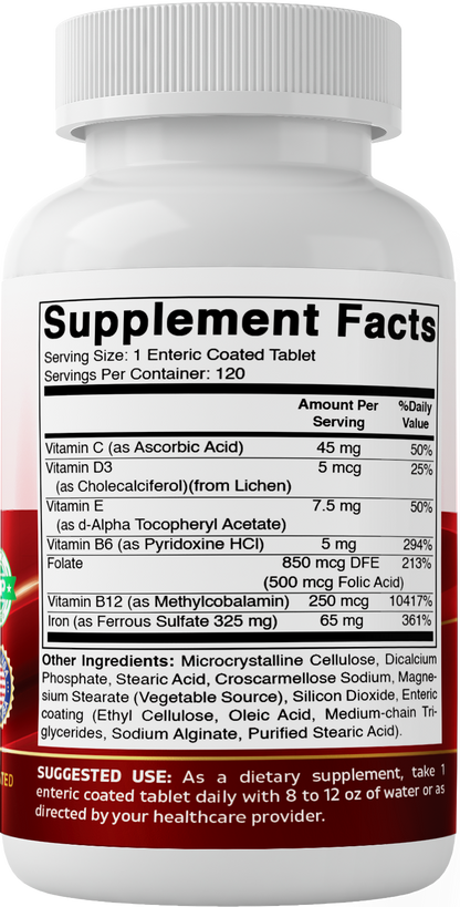 Vitamatic Slow Release Iron Complex, 120 Enteric Coated Tablets
