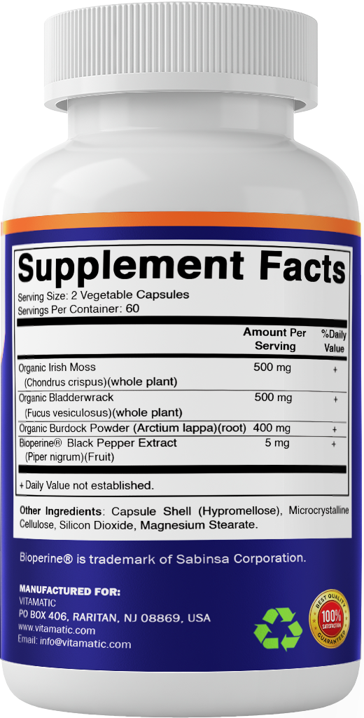 Irish Sea Moss Supplement, 120 Veg Capsules