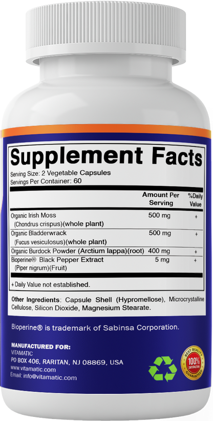 Irish Sea Moss Supplement, 120 Veg Capsules