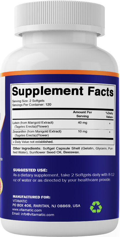 Lutein 40mg + Zeaxanthin 10mg, 240 Softgels