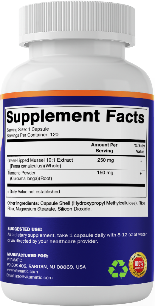 Green Lipped Mussel + Turmeric, 120 Capsules