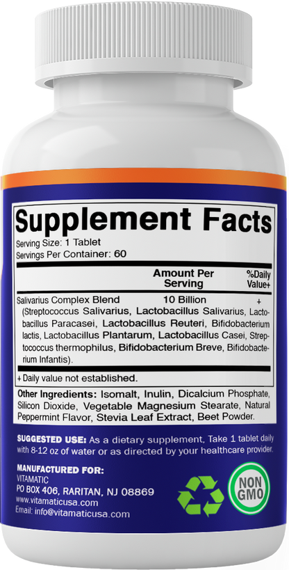 Salivarius Complex 10 Billion Chewable Mint Flavored Tablet - 60 Count