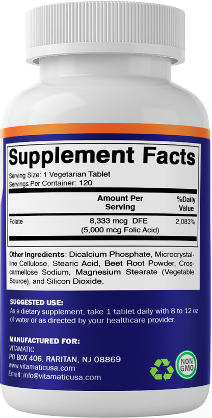 Folic Acid 5mg - 120 Tablets