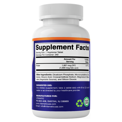 Folic Acid 1 mg - 240 Tablets