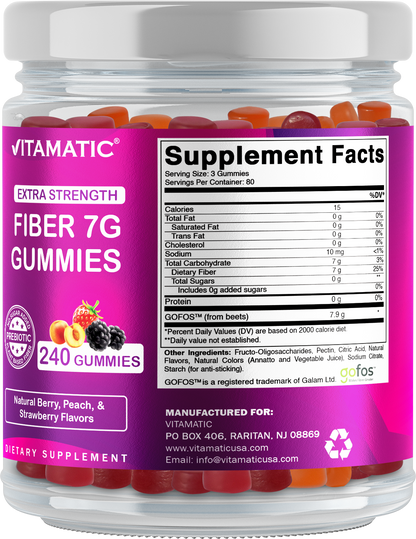 Prebiotic Fiber Gummies for Adults-  240 Pectin Based Gummies, Digestive Health & Regularity Support