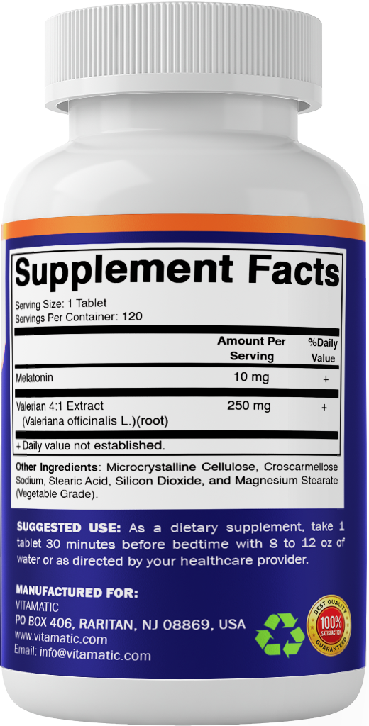 Melatonin 10mg + Valerian 4:1 Extract, 120 Tablets