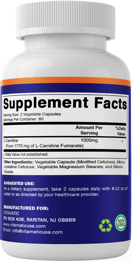 L-Carnititine Fumarate 1000 mg - 120 Vegetable Capsules