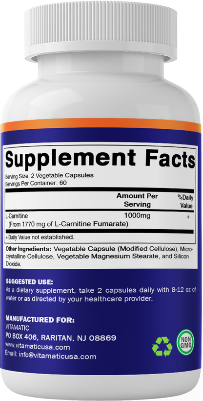 L-Carnititine Fumarate 1000 mg - 120 Vegetable Capsules