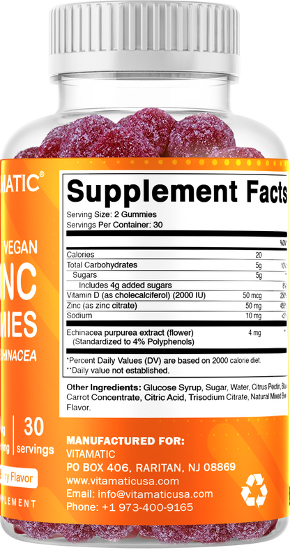 Zinc 50 mg 60 Vegan Gummies