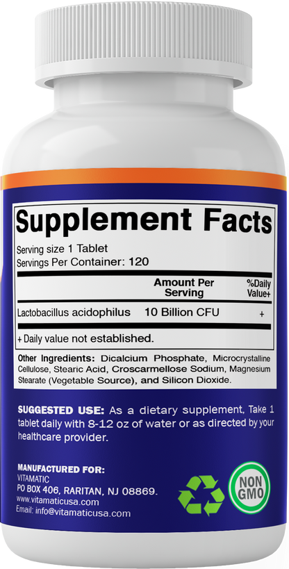 Acidophilus Probiotic 10 Billion CFU Daily Probiotic Supplement 120 Tablets