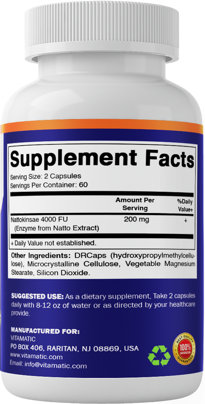 Nattokinase 4,000 FU Per Serving, 120 DR Capsules