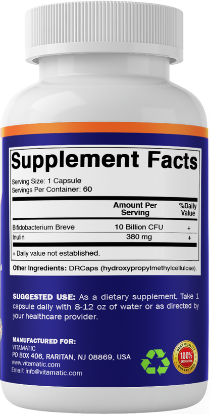 Bifidobacterium Breve 10 Billion CFU, 60 Capsules