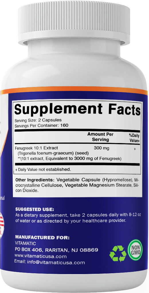 Fenugreek Capsules 3000mg - 320 Vegetarian Capsules