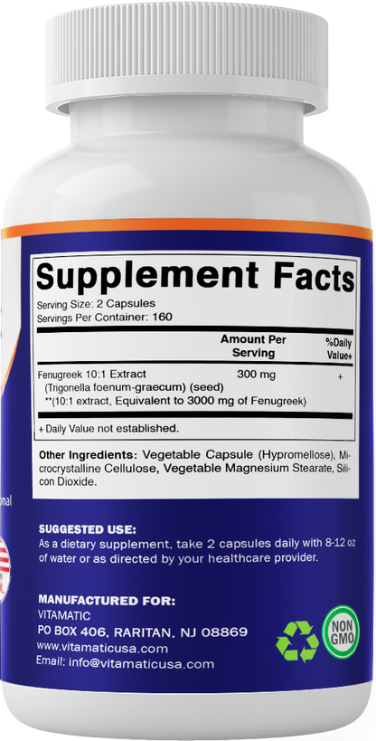Fenugreek Capsules 3000mg - 320 Vegetarian Capsules