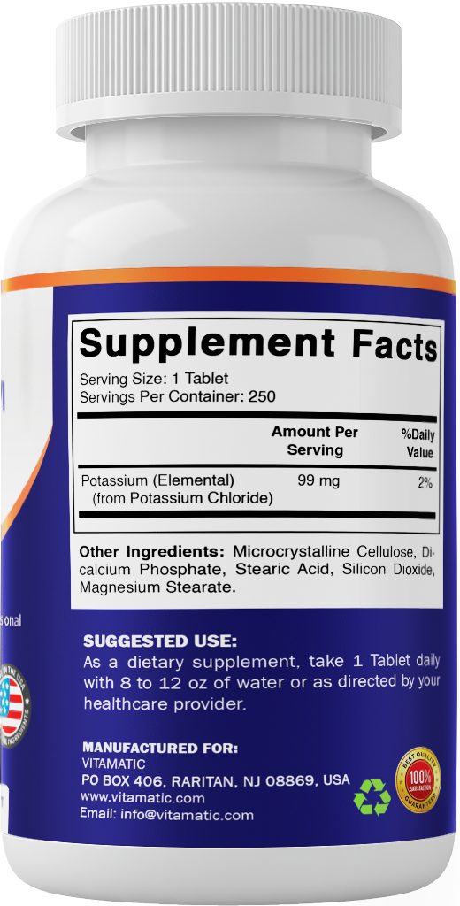 Potassium 99mg High Potency, 250 Tablets