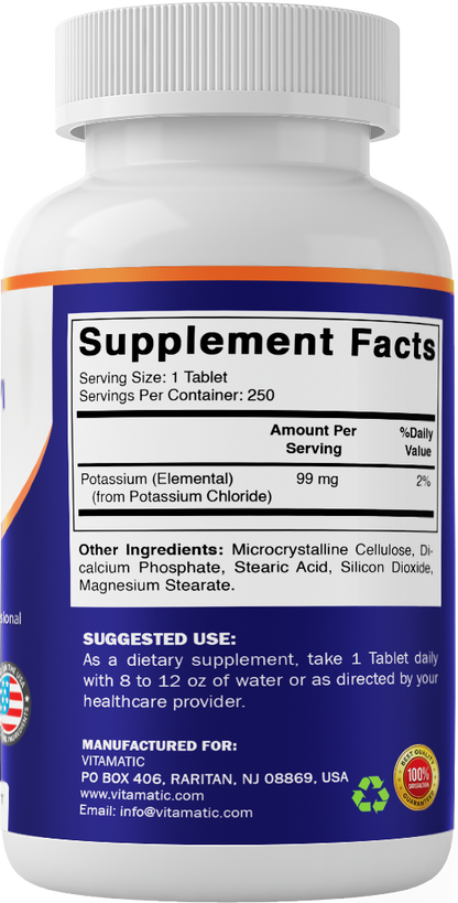 Potassium 99mg High Potency, 250 Tablets
