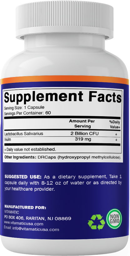 Lactobacillus Salivarius 2 Billion - 60 DR Capsules
