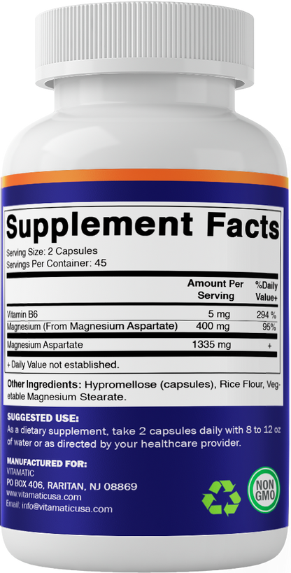Magnesium Aspartate 400mg 90 Vegetarian Capsules