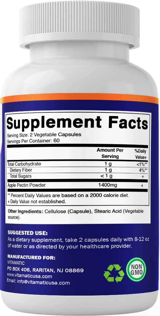 Apple Pectin 1400 mg Per Serving 120 Vegetarian Capsules