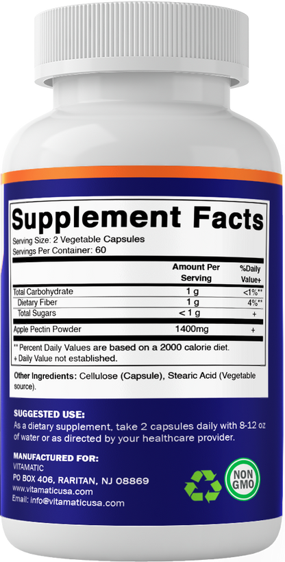 Apple Pectin 1400 mg Per Serving 120 Vegetarian Capsules