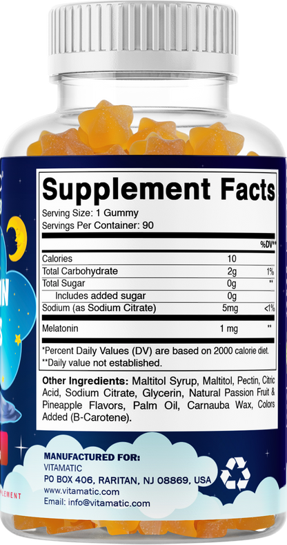 Vitamatic Sugar Free Kids Melatonin 1mg, 90 Gummies