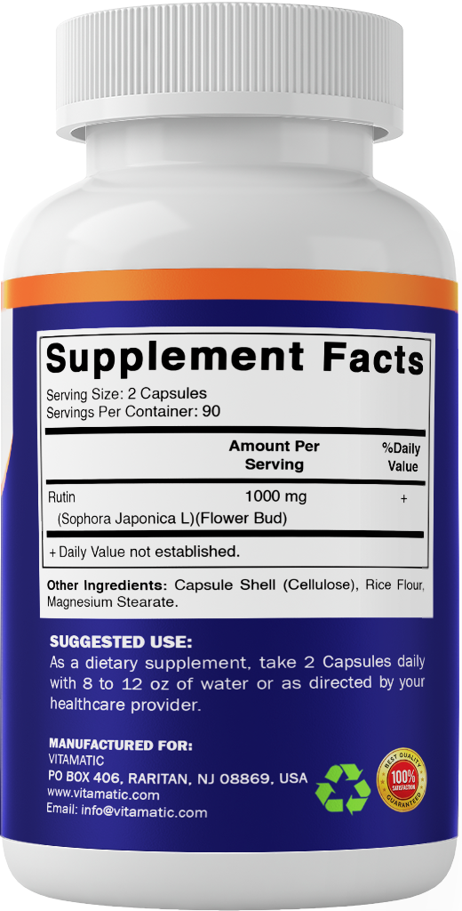 Rutin 1000mg Per Serving Supplement, 180 Capsules