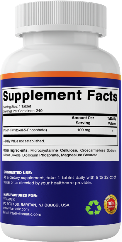 P5P 100mg Pyridoxal-5-Phosphate, 240 Capsules