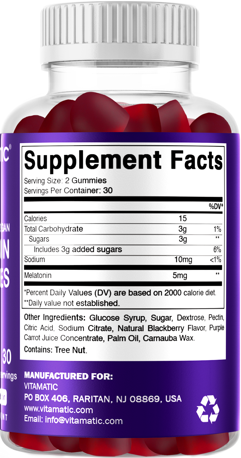 Vitamatic Melatonin 5mg Vegan Gummies, 60 Gummies