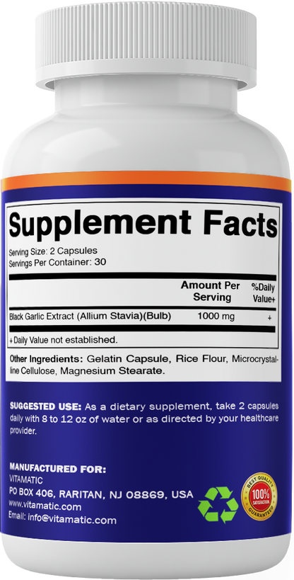 Fermented Black Garlic Extract 1000mg per Serving Capsules