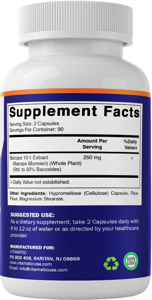Vitamatic Bacopa Monnieri 10:1 Extract, 120 Capsules