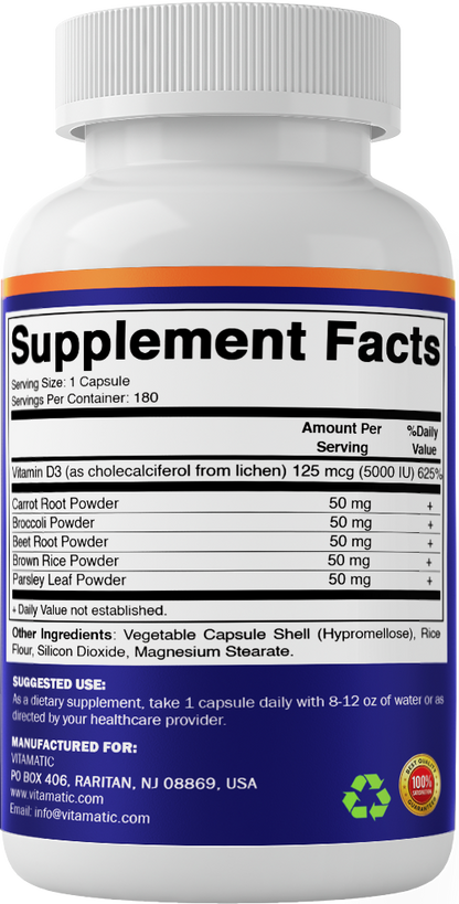 Vegan Vitamin D3 5000 IU from Lichen Capsules