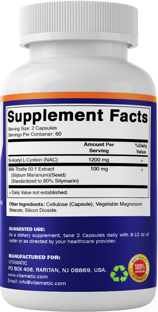 NAC + Milk Thistle Supplement, 120 Capsules
