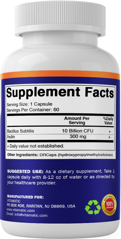 Bacillus Subtilis 10 Billion CFU, 60 DR Capsules