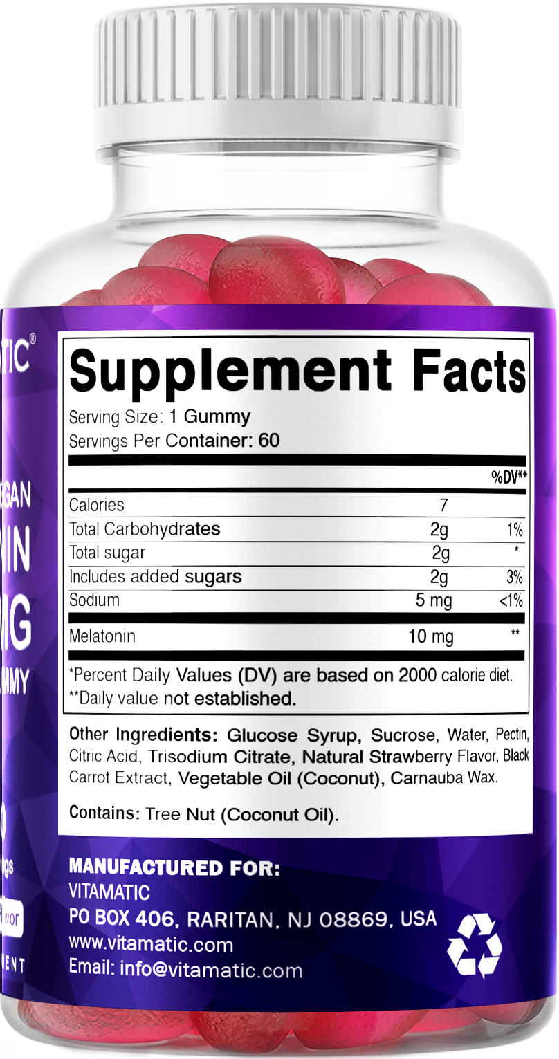 Vitamatic Melatonin 10mg Vegan Gummies, 60 Gummies