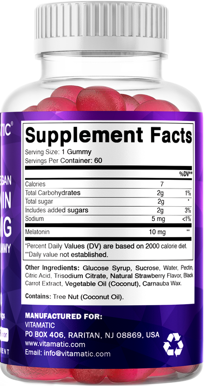 Vitamatic Melatonin 10mg Vegan Gummies, 60 Gummies