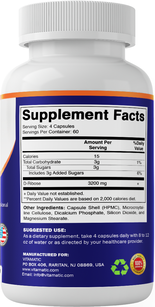 D-Ribose 3200mg per Serving Capsules