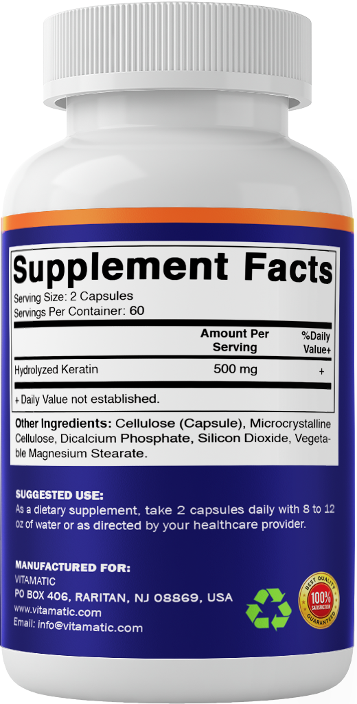 Hydrolyzed Keratin 500mg per Serving, 120 Capsules