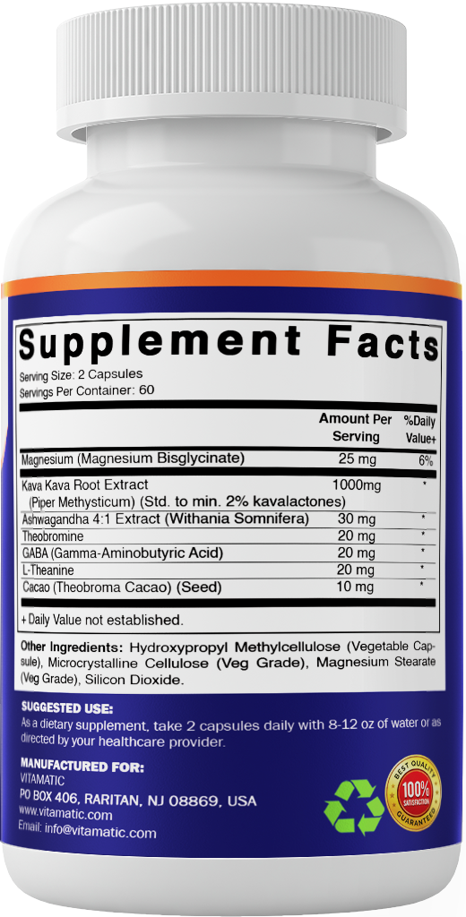 Kava Kava Extract 1000mg per Serving, 120 Veg Capsules