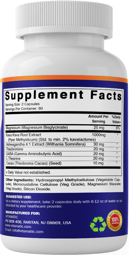 Kava Kava Extract 1000mg per Serving, 120 Veg Capsules