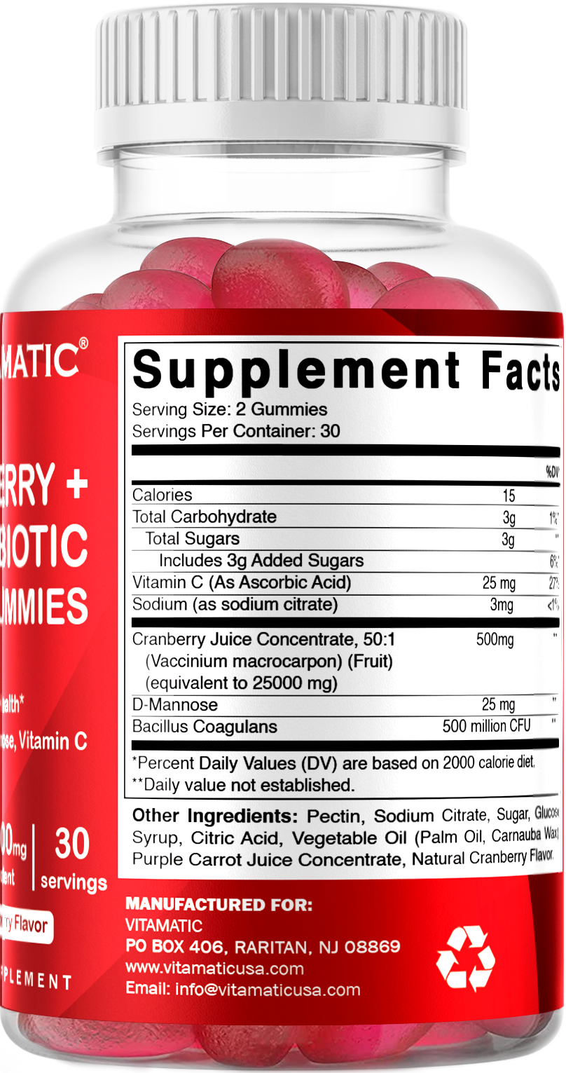 Cranberry with Probiotics 25000mg 60 Vegan Gummies