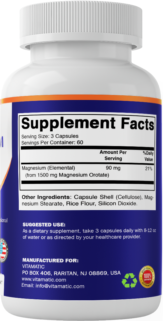 Magnesium Orotate 1500mg per Serving, 120 Capsules