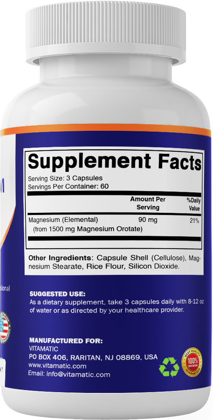 Magnesium Orotate 1500mg per Serving, 120 Capsules
